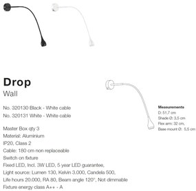 Aplica LED moderna cu brat flexibil Drop neagra 320130 NL