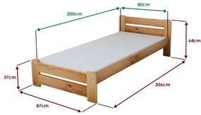 Pat Laura 80x200, arin Saltele: Fara saltea, Somiera pat: Cu lamele curbate