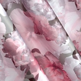 Perdea vintage roz, pe clești, cu motiv floral Lungime: 250 cm