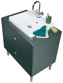 Dulap cu chiuvetă fără baterie verde închis suspendat 80x62 cm Color Bath – Tom Tailor