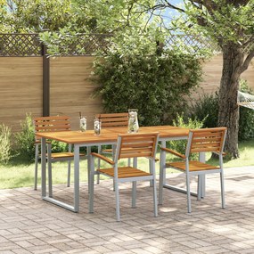 vidaXL Set de dining de grădină 5 piese din lemn solid de acacia și metal