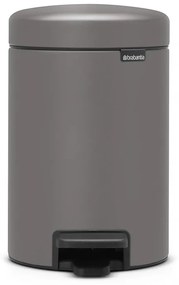 Cos de gunoi cu pedala Brabantia NewIcon 1001096, 3 L, Inchidere lina, Baza antiderapanta, Finisaj mineral, Gri