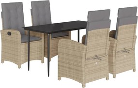 vidaXL Set mobilier pentru grădină, 5 piese, cu perne, bej, poliratan