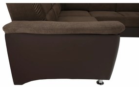 Colţar, piele ecologică maro/material textil maro, SANTIAGO U MARE