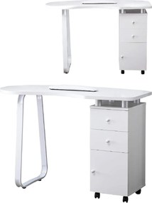 MANIA204 - Masuta manichiura, 118 cm, cu pernita, masa cosmetica - Alba