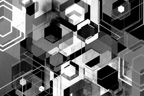 Tapet autoadeziv geometrie alb-negru