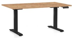 Masă înălțime reglabilă OfficeTech C, 120 x 80 cm, picioare negre, stejar kraft