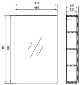 Dulap suspendat cu oglinda Cersanit City, 50 cm, alb 500 mm