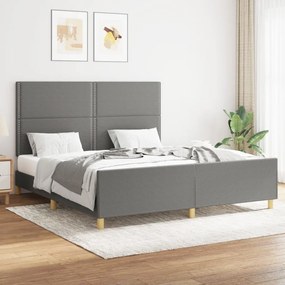3124985 vidaXL Cadru de pat cu tăblie, gri închis, 160x200 cm, textil