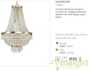 Lustra, Pendul cristal, inaltime reglabila, diam.45cm, CAESAR SP9 ORO 114736