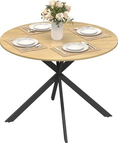 HOMCOM Masă rotundă pentru 4 persoane, masă de bucătărie în stil industrial cu picioare din oțel, pentru sufragerie, bucătărie, stejar | Aosom Romania