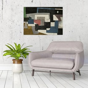 Tablou pe sticlă - Abstracție cubism (70x50 cm)
