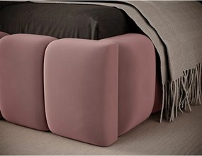 Pat roz tapițat cu spațiu de depozitare cu somieră 90x200 cm Lamica – ELTAP