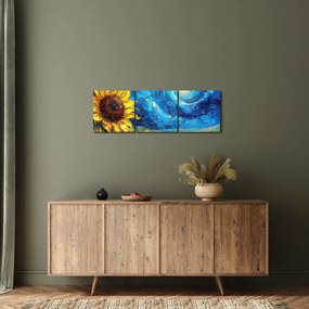 Tablou - Pictura floarea-soarelui (cu ceas) (90x30 cm)