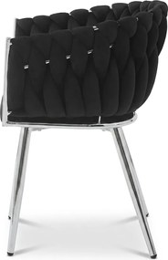 Scaun de masa din catifea ORION VELVET cu picioare argintii, negru