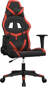 vidaXL Scaun de gaming de masaj, negru și roșu, piele ecologică
