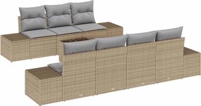 vidaXL Set de canapele pentru grădină 8 pcs Bej și gri poliratan