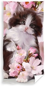 Pisică Bloomy Purr prosop de baie, prosop de plajă 70x140cm