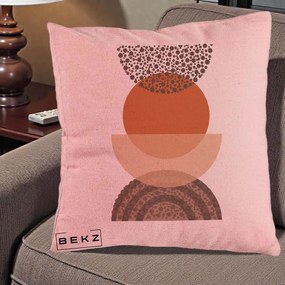 Perna Decorativa Boho Stiva Forme Punctate Terracotta, 40x40 cm, Roz, Husa Detasabila, Perna Inclusa, BEKZ®