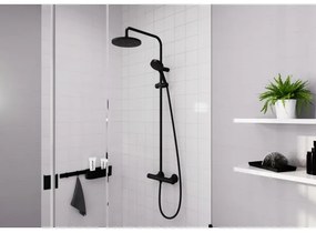 Coloana de dus cu baterie termostatata, Hansgrohe Vernis Blend, negru mat, 26276670