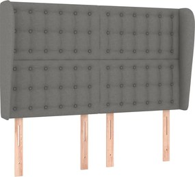 vidaXL Tăblie de pat cu aripioare gri închis 147x23x118/128 cm textil