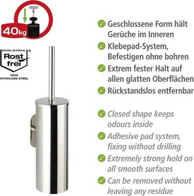 Perie WC autoadezivă din oțel inoxidabil Wenko Orea