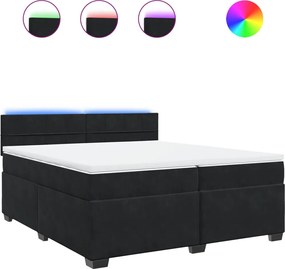 vidaXL Pat box spring cu saltea, negru, 200x200 cm, catifea