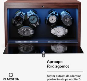Klarstein Brienz 6, cutie de întors ceasuri, 6 ceasuri, 4 moduri, aspect de lemn, lumină interioară albastră