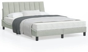 3207843 vidaXL Cadru de pat cu tăblie, gri deschis, 140x190 cm, catifea