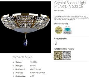 Plafoniera LUX Cristal Bohemia Exclusive PILAR DIA 600