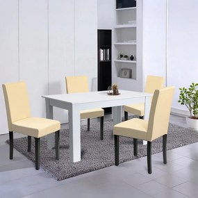 Set de masă Leon 4+1 alb-bej