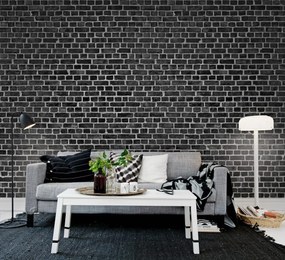Fototapet, Brick Wall, Black, Rebel Walls