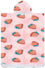 Poncho prosop de plaja STRAWBERRIES roz 80x145 cm