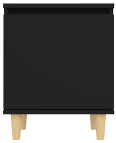 Noptiera cu picioare din lemn masiv, negru, 40x30x50 cm 1, Negru