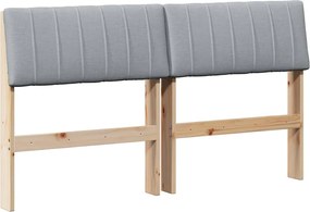 vidaXL Tăblie tapițată Gri deschis 140 cm Lemn de pin masiv