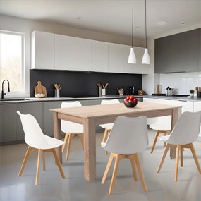 Set de masă Lola 6+1, alb-stejar Sonoma