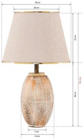 Veioză crem-aurie cu abajur textil (înălțime 50 cm) Yakamoz – Opviq lights