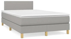 3140521 vidaXL Pat box spring cu saltea, gri deschis, 120x200 cm, textil
