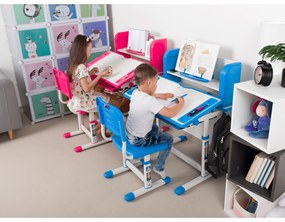 Birou de creştere şi scaun, roz/alb, set LERAN