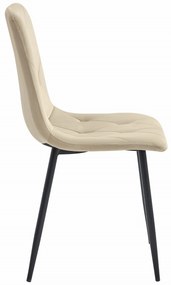 Scaun de dining din catifea bej deschis LIBRA cu picioare negre