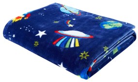 Pătură pentru copii albastru-închis din micropluș 130x170 cm Lost in Space – Catherine Lansfield