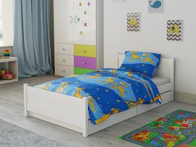 Lenjerie de pat bumbac pentru patut Giraffe albastru