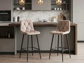 Scaun de bar NADO VELVET bej inchis cu picioare negre