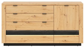 Comodă Ostia KOM1D4S (Stejar artisan + Stejar negru) (cu iluminat LED). 1025968