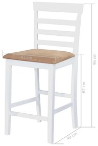 Set masa si scaune de bar, 5 piese, lemn masiv, maro si alb maro inchis si alb, 5