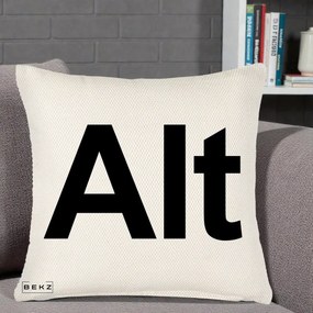 Perna Personalizata Tasta Alt Tipografie Bold, 40x40 cm, Crem Reliefat, Husa Detasabila, Perna Inclusa, BEKZ®