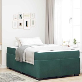 vidaXL Cadru de pat cu saltea Altele Verde închis 120 x 190 cm Catifea
