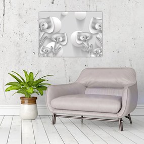 Tablou pe sticlă -Design flori (70x50 cm)