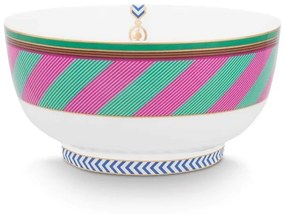 Bol din porțelan, Pip Studio, Stripes Pink-Green, 15.5cm, colecția Pip Chique