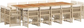 vidaXL Set mobilier de grădină cu perne, 15 piese, bej, poliratan